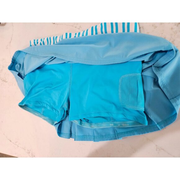Lululemon Pace Setter Skirt Spry Blue Twin Stripe Size 8 Built-In Shorts Running - Picture 9 of 12